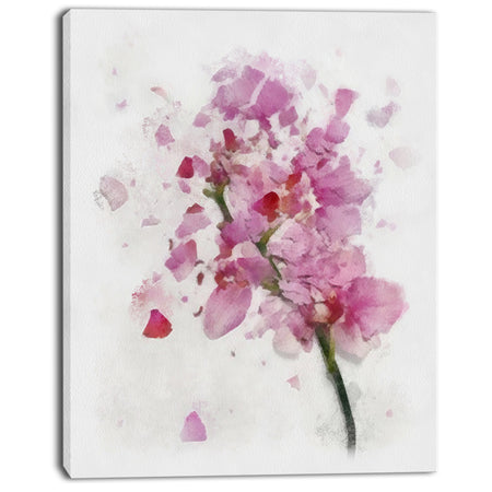 Pink Flower with Falling Petals - Large Floral Canvas Artwork