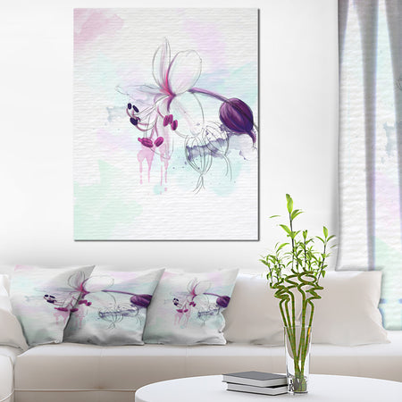 Beautiful Purple Flower with Splashes - Large Floral Canvas Artwork