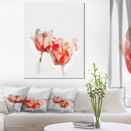 Colorful Watercolor Roses on White - Large Floral Canvas Artwork
