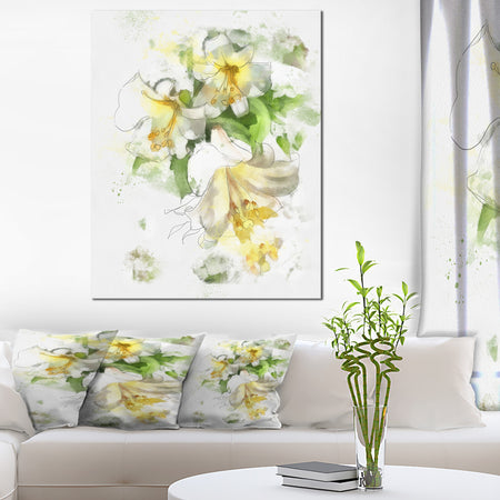Bunch of Small Flowers Watercolor - Large Floral Canvas Artwork