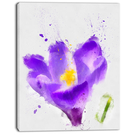 Large Violet Crocus Watercolor - Large Floral Canvas Artwork