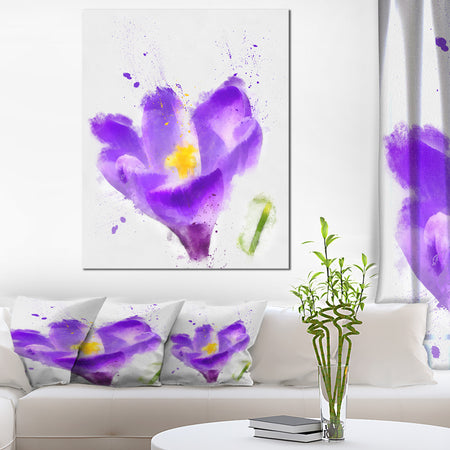 Large Violet Crocus Watercolor - Large Floral Canvas Artwork