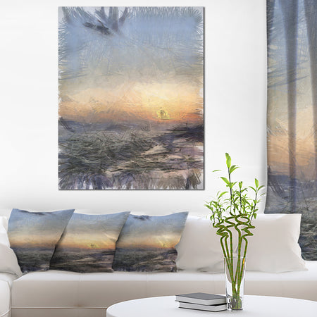 Colorful Dawn over Sea Watercolor - Landscape Canvas Wall Art