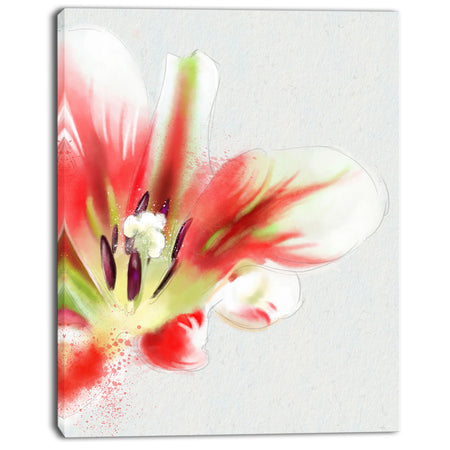 Large Watercolor Red Tulip Flower - Large Floral Canvas Artwork