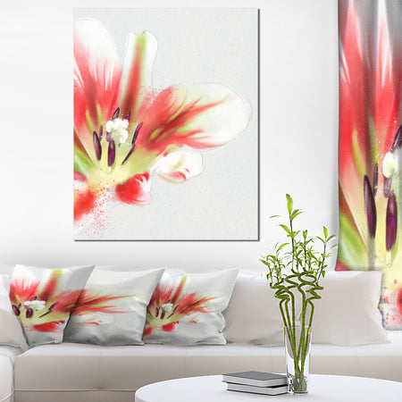 Large Watercolor Red Tulip Flower - Large Floral Canvas Artwork
