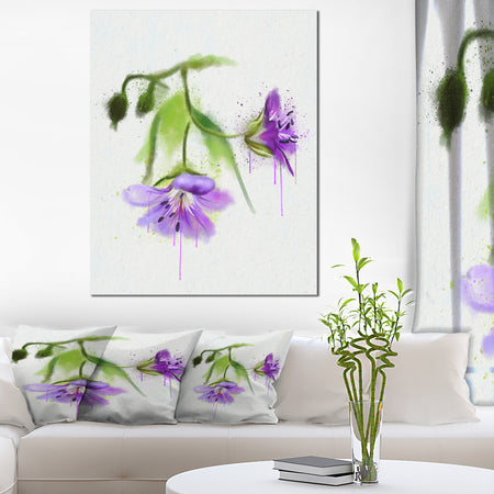 Beautiful Blue Flowers with Stem - Large Floral Canvas Artwork