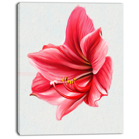 Big Red Flower Sketch on White - Large Floral Canvas Artwork