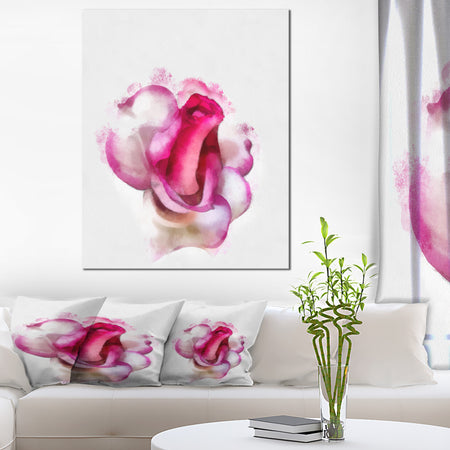 Red Rose with White Watercolor - Extra Large Floral Canvas Art