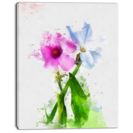 Purple Mallow and Blue Chamomile - Extra Large Floral Canvas Art