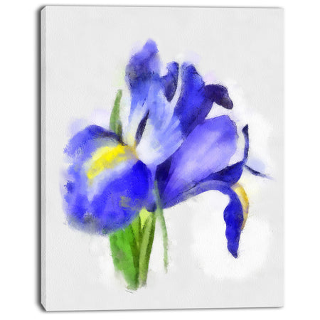 Blue Iris Illustration Watercolor - Extra Large Floral Canvas Art