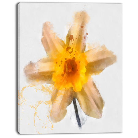 Yellow Narcissus Sketch Watercolor - Extra Large Floral Canvas Art