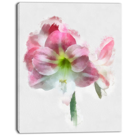 Pink Lily Flowers on White Sketch - Extra Large Floral Canvas Art