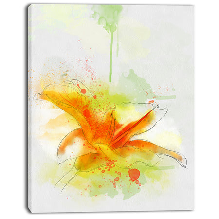 Yellow Red Flower with Color Splashes - Extra Large Floral Canvas Art