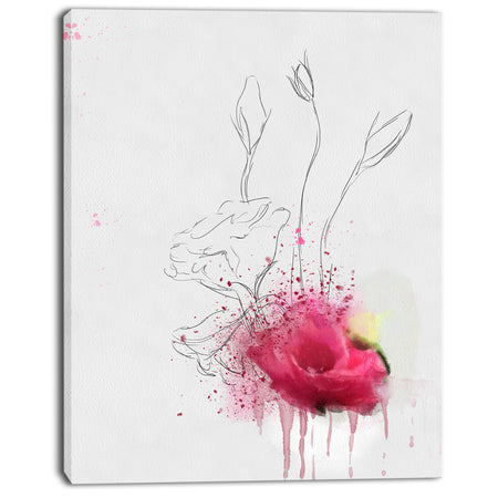 Rose Flowers Sketch with Color Splashes - Extra Large Floral Canvas Art