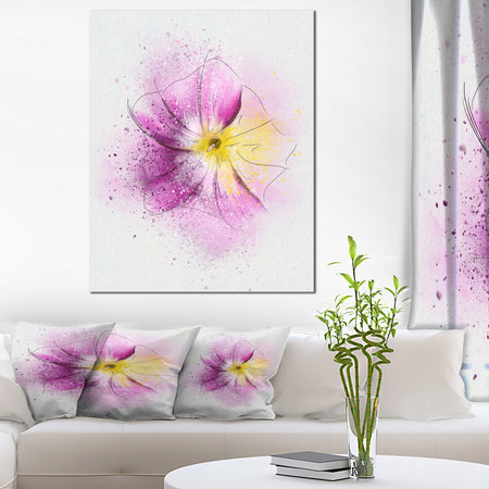 Purple Flower Sketch with Splashes - Extra Large Floral Canvas Art