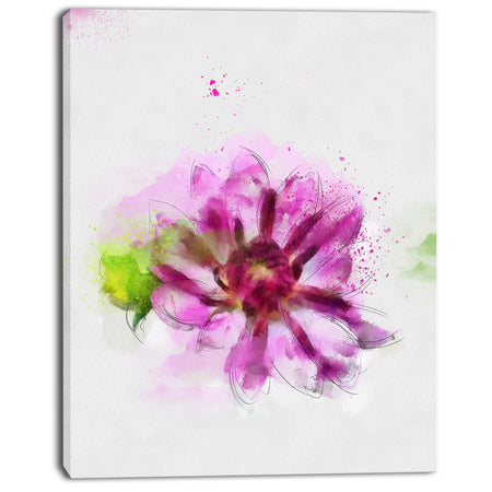 Purple Flower with Green Leaves - Extra Large Floral Canvas Art