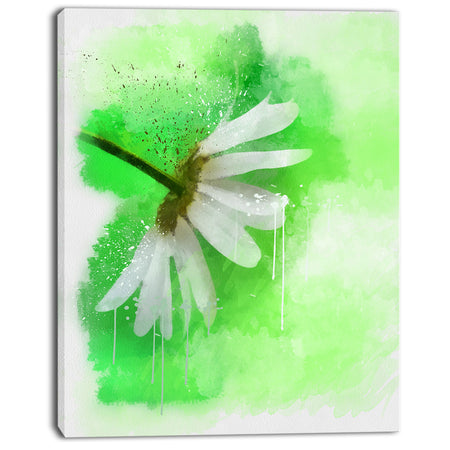 White Chamomile with Green Splashes - Extra Large Floral Canvas Art