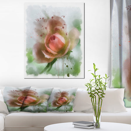 Pink Flower on Green Background - Extra Large Floral Canvas Art