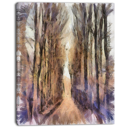 Trees and Road Nature Watercolor - Landscape Canvas Wall Art