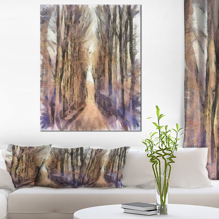 Trees and Road Nature Watercolor - Landscape Canvas Wall Art