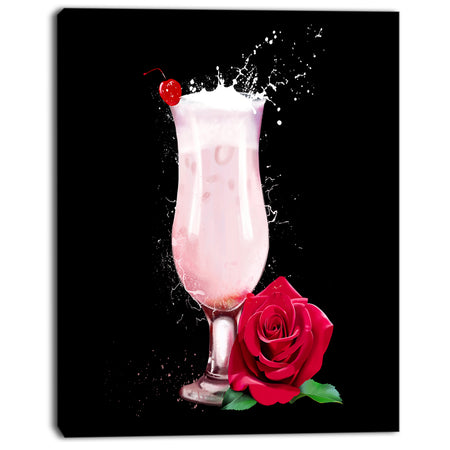 Strawberry Cocktail and Red Rose - Extra Large Floral Canvas Art