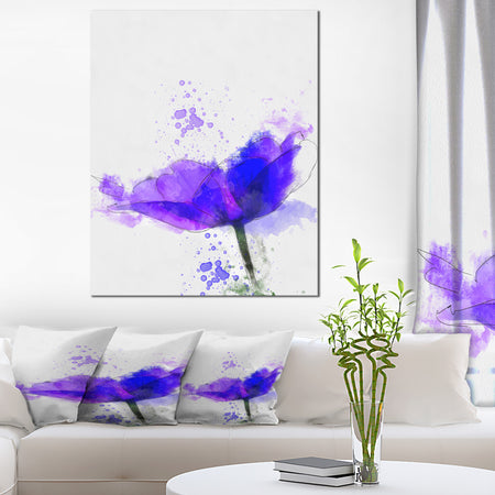 Beautiful Blue Anemone Sketch - Floral Canvas Artwork Print