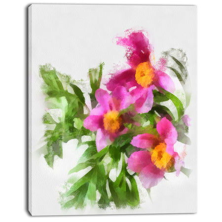 Watercolor Pink Woody Peonies - Floral Canvas Artwork Print