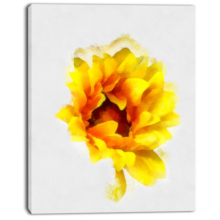 Yellow Watercolor Sunflower - Floral Canvas Artwork Print