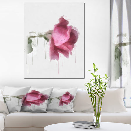 Beautiful Rose Watercolor Drawing - Floral Canvas Artwork Print