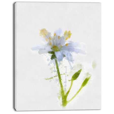 White Green Watercolor Flower Sketch - Floral Canvas Artwork Print