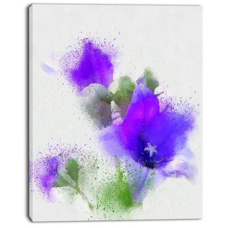 Bouquet of Blue Watercolor Flowers - Floral Canvas Artwork Print