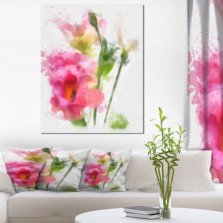 Hand-drawn Pink Watercolor Flower - Floral Canvas Artwork Print