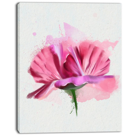 Hand-drawn Pink Rose Watercolor - Floral Canvas Artwork Print