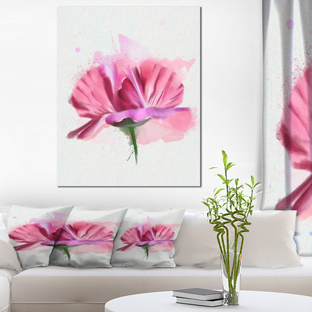 Hand-drawn Pink Rose Watercolor - Floral Canvas Artwork Print