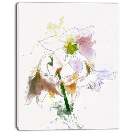 Large Petal Watercolor Flower Sketch - Floral Canvas Artwork Print