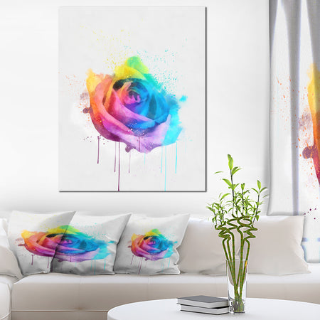 Multicolor Watercolor Rose Flower - Floral Canvas Artwork Print