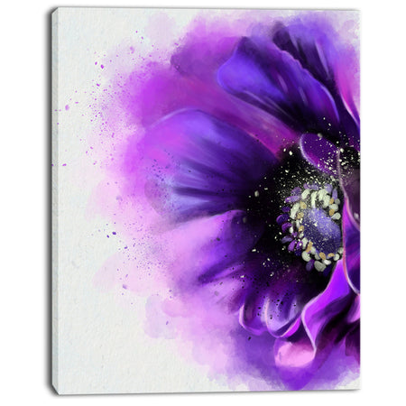 Purple Stylized Watercolor Poppy - Floral Canvas Artwork Print