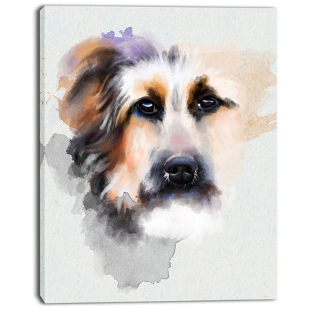 Sad Dog Watercolor Illustration - Modern Animal Canvas Wall Art
