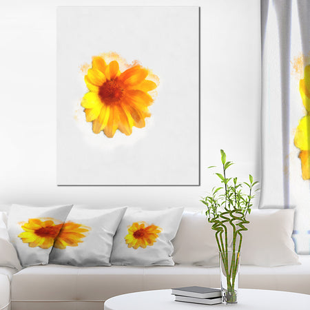 Watercolor Yellow Coreopsis Sketch - Floral Canvas Artwork Print