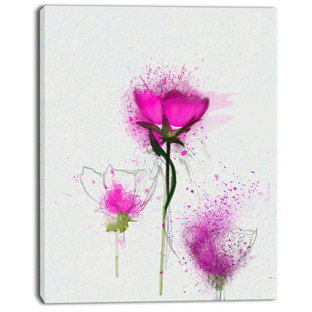 Watercolor Purple Daisy Flowers - Floral Canvas Artwork Print