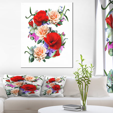 Floral Figure with Variety of Flowers - Floral Canvas Artwork Print
