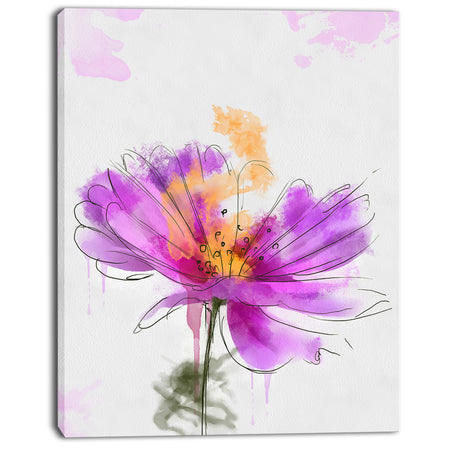 Purple Flower Watercolor Illustration - Flowers Canvas Wall Artwork