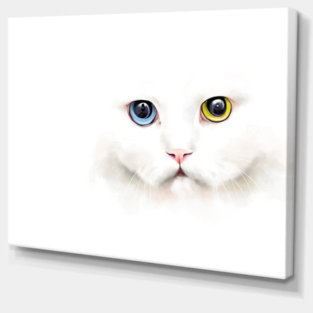 Portrait of Cute White Kitten - Large Animal Canvas Artwork