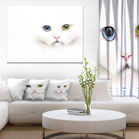 Portrait of Cute White Kitten - Large Animal Canvas Artwork