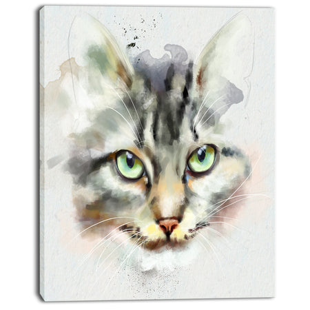 Cute Kitten Watercolor Hand-drawn - Large Animal Canvas Artwork
