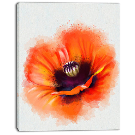 Cute Orange Watercolor Flower - Flowers Canvas Wall Artwork