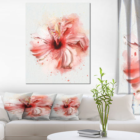 Lovely Pink Watercolor Flower - Flowers Canvas Wall Artwork