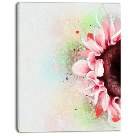 Beautiful Pink Sunflower Watercolor - Flowers Canvas Wall Artwork