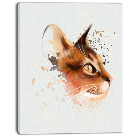 Lovely Brown Cat Watercolor Sketch - Large Animal Canvas Artwork