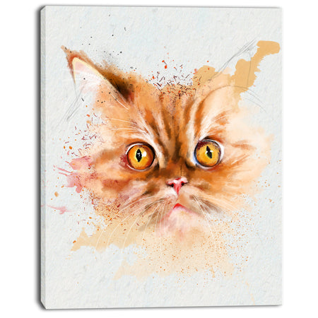 Serious Cat Face Watercolor Sketch - Large Animal Canvas Artwork